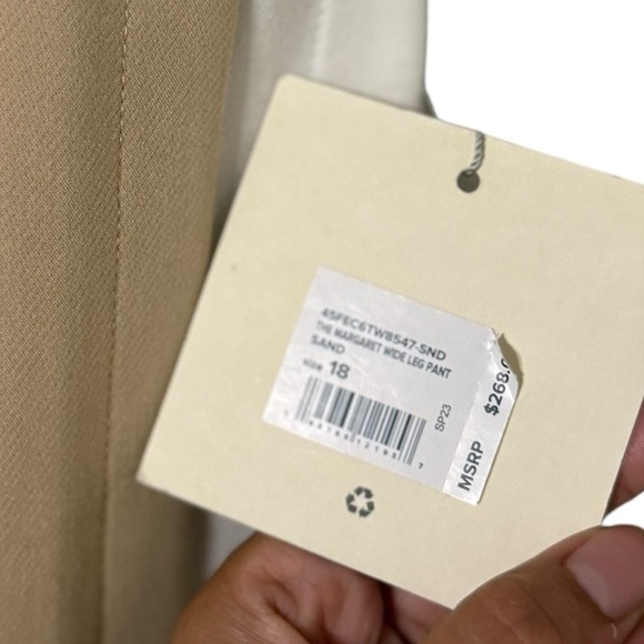 NWT FAVORITE DAUGHTER The Margaret Wide Leg Pleated Striped Sand Trousers Pants - Picture 10 of 14